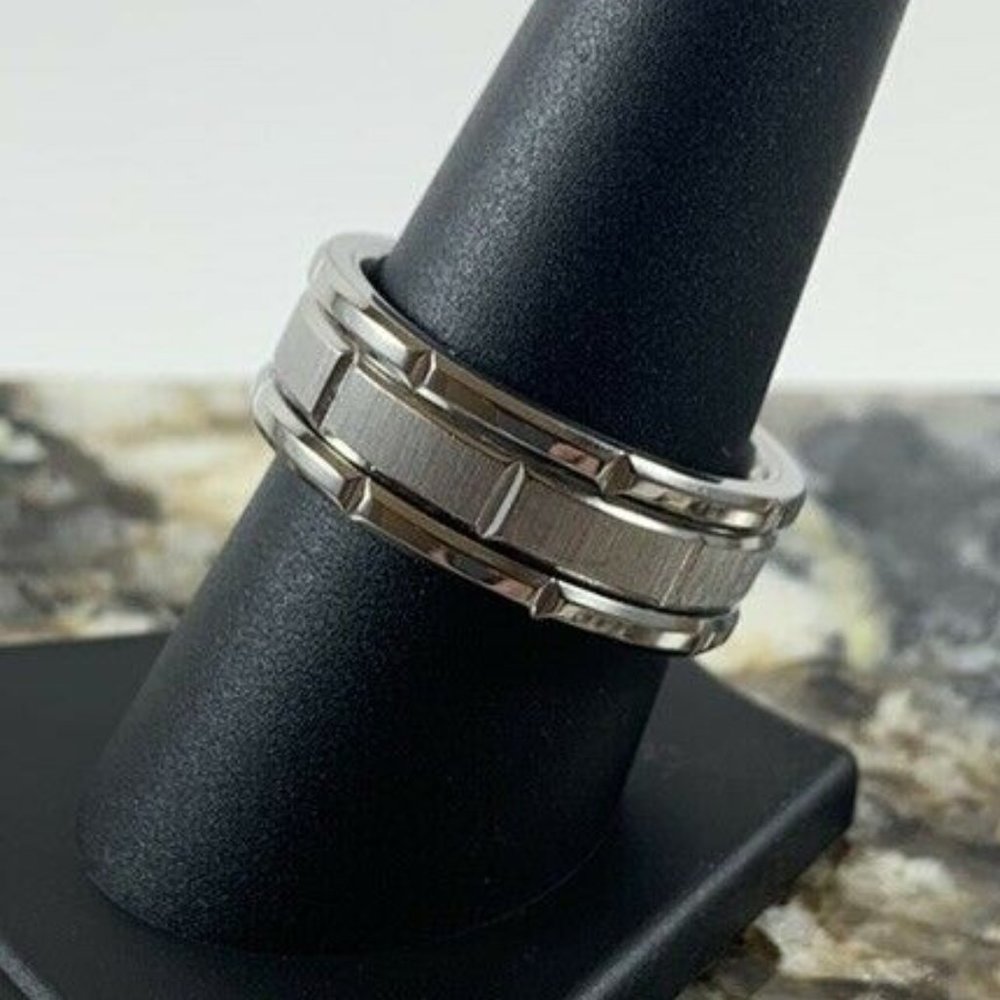 Wedding Band Size 9 Polished Stainless Brick Ring